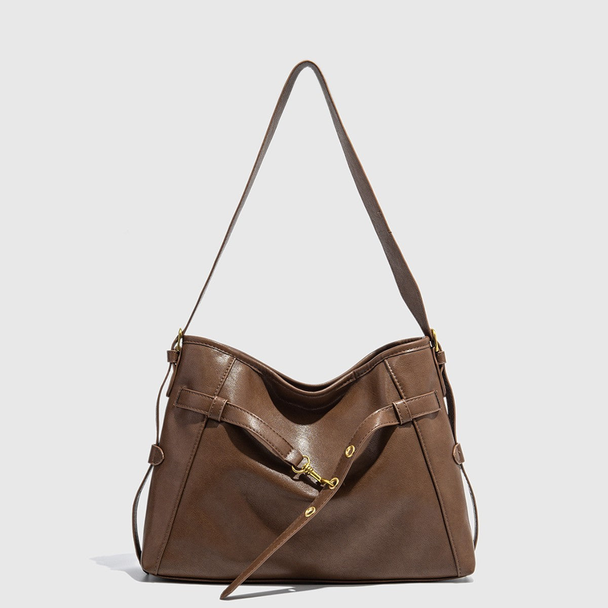 VOIDRA EchoTote – Vintage PU Leather Vertical Shoulder Bag