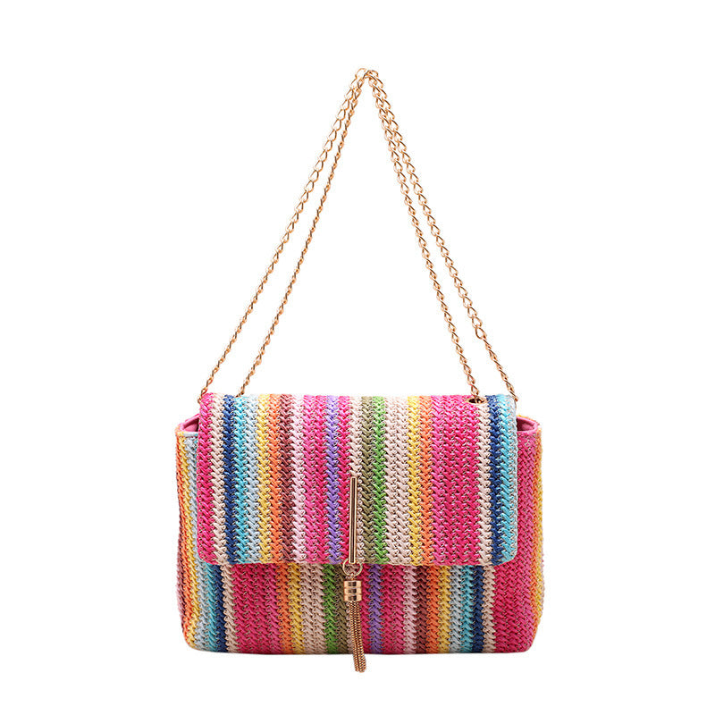 VOIDRA Rainbow Arc Straw Shoulder Bag – Limited Edition