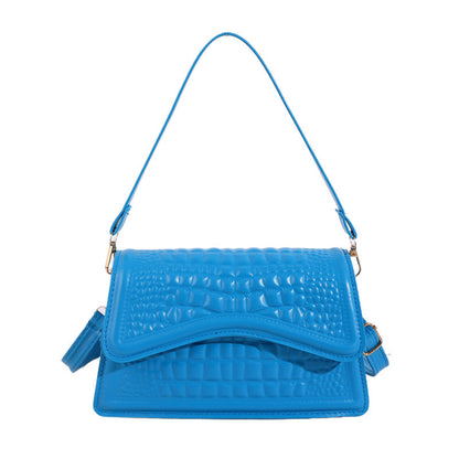 VOIDRA TEMPT — Embossed Croc Pattern Shoulder Bag in Bold Colours