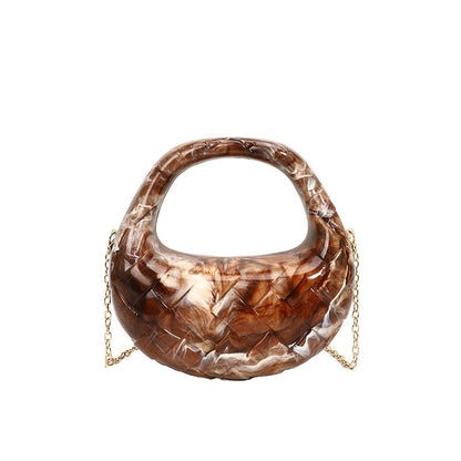 VOIDRA PrismDrape™ Acrylic Dumpling Clutch – Sculpted Elegance in Rhombus Form