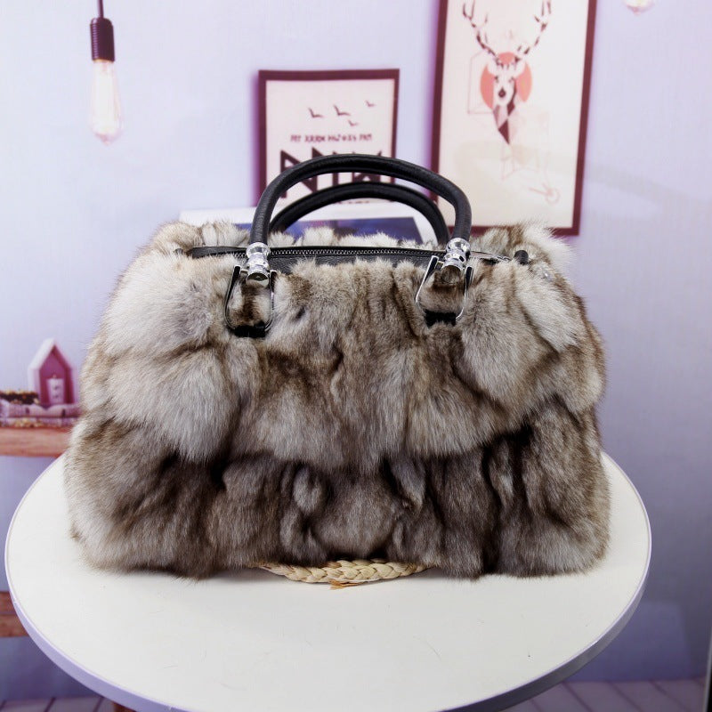VOIDRA Luxe Real Fox Fur Crossbody – Korean Winter Statement Bag