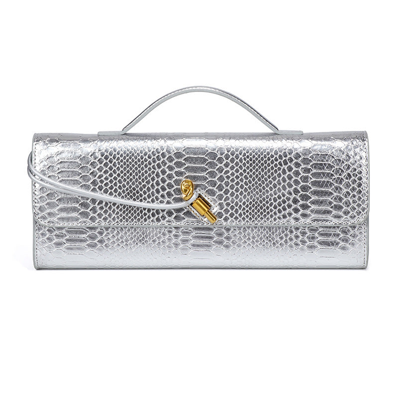VOIDRA Éclat – Retro Luxe PU Lock Clutch for Evenings & Events
